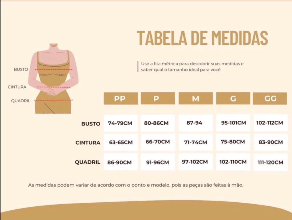 Tabela de medidas Wara