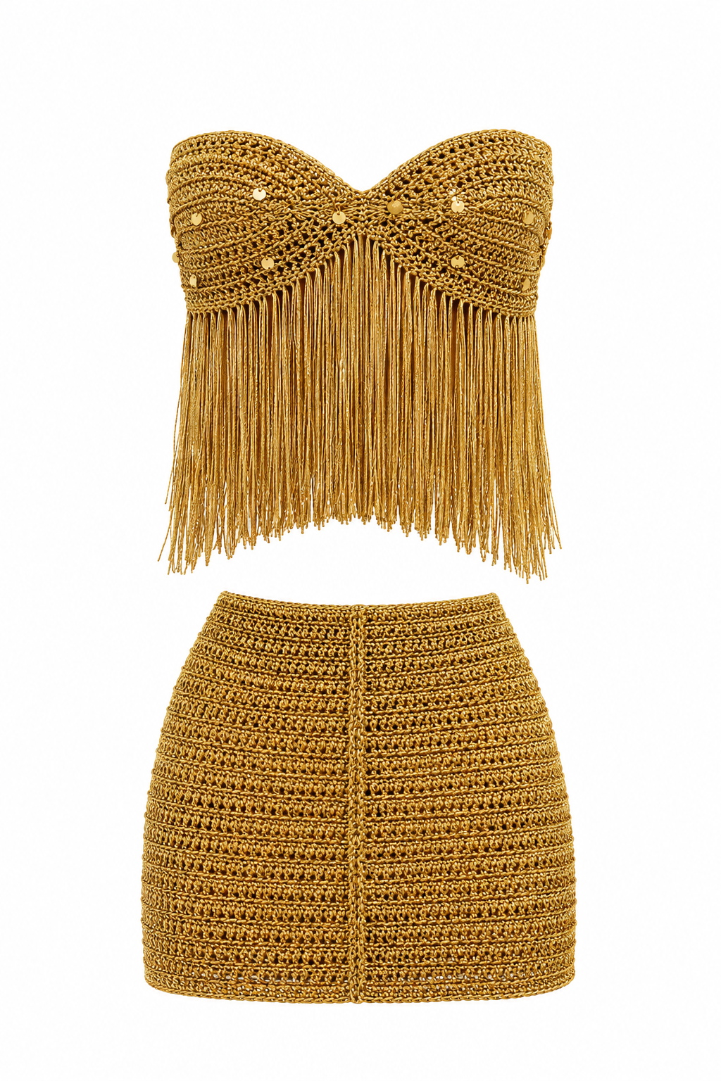 Conjunto Golden Crochê Natural